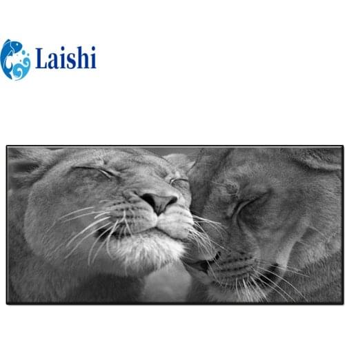 5D Black and white animal art, lion Diamond Painting Diamond Embroidery Cross Stitch Kit Mosaic Picture Gift Bedroom Decoration