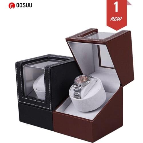 Winder Automatic Watches Single Watch winder box Watch Winder Case Leather+Velvet+Acrylic Silent Rotation Watch Winders