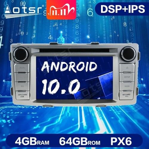 Android 10.0 PX6 4GB+64GB DSP Car DVD Player GPS Navigation for Toyota Hilux 2012-2015 Auto Stereo Head Unit Multimedia Radio
