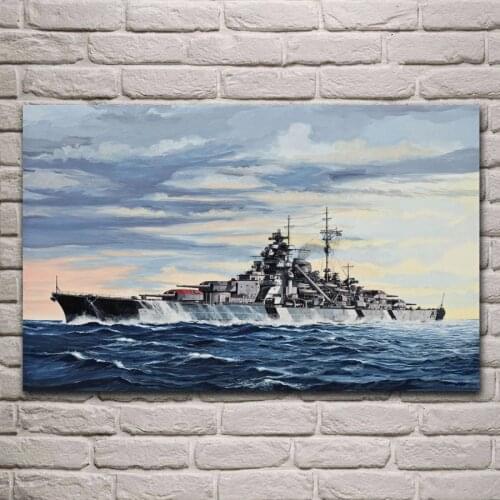 Military German battleship Bismarck living room decoration home wall art decor wood frame fabric posters KF852