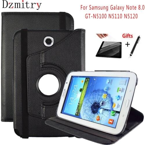 360 Degree Rotating Stand Case For Samsung Galaxy Note 8.0"inch GT-N5100 N5110 N5120 Tablet protective Cover+Film+Stylus Pen