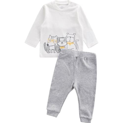 2021 Newborn Cotton Baby Boys Girls Clothes Set Autumn Winter Baby Long Sleeve T-shirt+Pants Suit Baby Costume Set