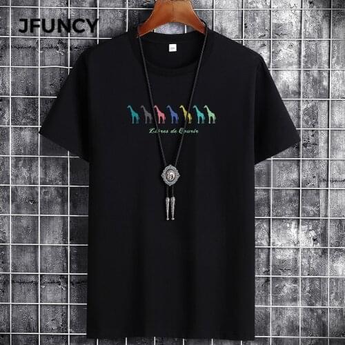 JFUNCY 2021 Summer Cotton Men T-Shirt Oversized T-Shirt New Fashion Animal Printing Short SleeveT-Shirts Loose Casual Men Tops