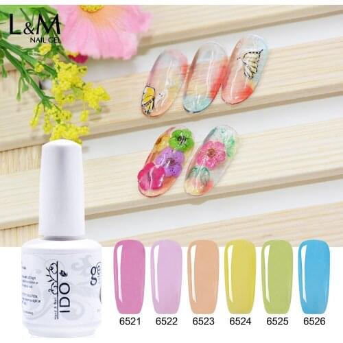 6 Pcs Set Lot ido Gelpolish Glass Gel 30 Days Long Lasting Gel Nail Artist UV Soak off Gels Polish Package Well