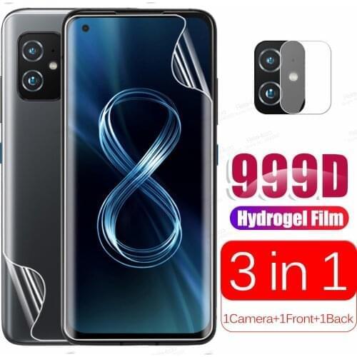 3in1 Full Curved Hydrogel Film For Asus Zenfone 8 Zenfone8 ZS673KS Zen Fone 8 6.9" Camera Back Front Screen Protectors Not Glass