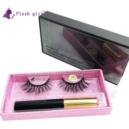Flash Girl 5D-W series W34 beautiful mink magnetic eyelashes and eyeliner suit