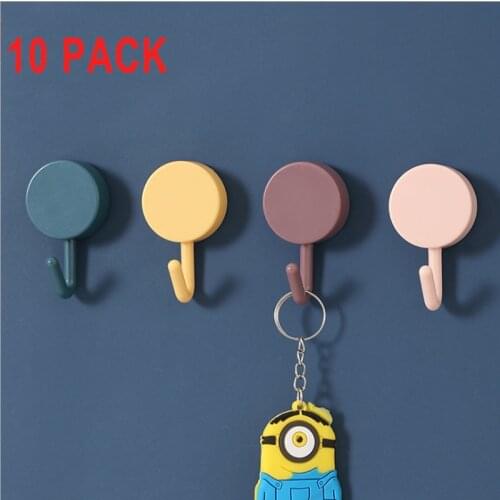 10 Pack Creative Bathroom NailFfree Lovely No Hole Door Hook Nordic Style Wall No Trace Paste Coat Hook Magic Glue Hook Love