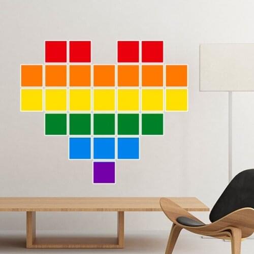 LGBT Rainbow Gay Lesbian Transgender Bisexuals Support Small Box Heart Illustration Sticker Art Decals Wallpaper for Room Decal