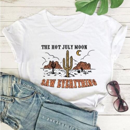 THE HOT JULY MOON Fashion Printed Woman Tshirt Tee Female Tshirt Top Casual Cactus Retro Woman T-shirt