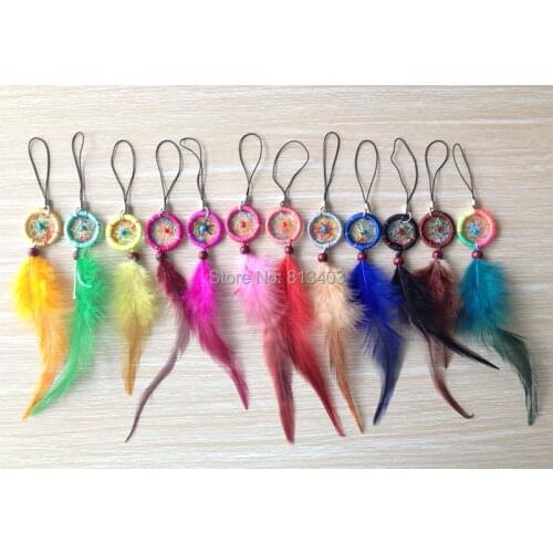 New Arrival Cheap Dream Catcher Whosale Mobile and Key Chain Dreamcatchers 12pcs in mixed colors