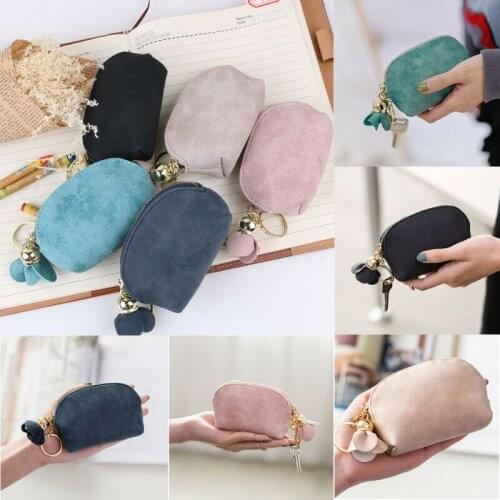 Fashion Women Wallet Ladies PU Leather Floral Tassel Mini Bags Card Key Holder Zip Coin Purse Clutch Bag 6Colors