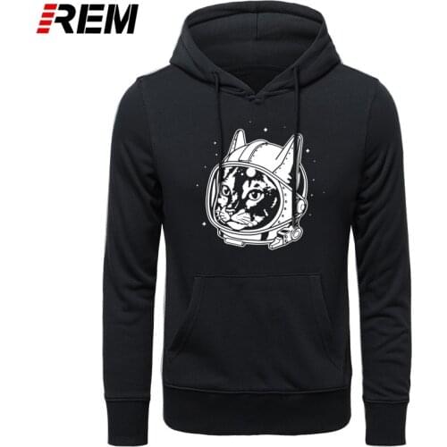 REM cotton long sleeve space cat print men casual loose o-neck men male Hoodies, Sweatshirts
