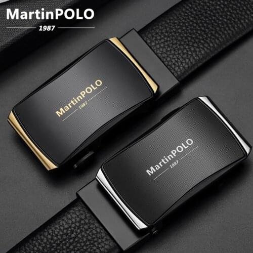 MARTINPOLO Genuine Leather Belt Men Cowhide Strap for Men Alloy Automatic Buckle Belts 2019 Fashion Formal Cummerbunds MP02701P