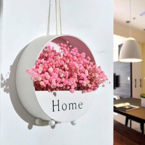 Small fresh living room pink dried sky star wall ornament bedroom flower basket decoration chambre enfant nursery decor