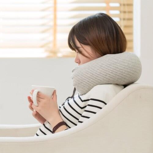 2018 New Stripe Printed U-shaped Pillow Travel Neck Pillow Filling Microbead Foam Particle For Airplane Office Siesta