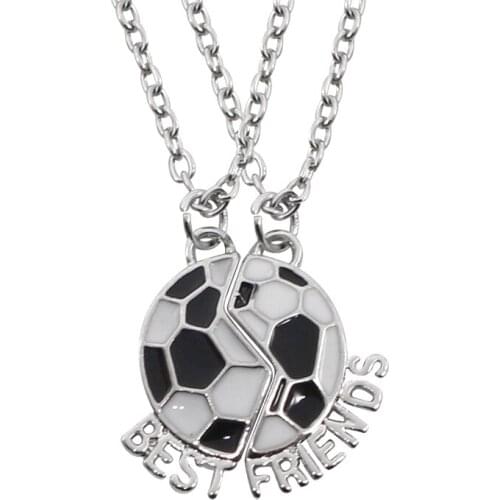 Best Friends Stitching Necklace Men And Women Creative Football Styling Pendant Student Friendship Jewelry Gift
