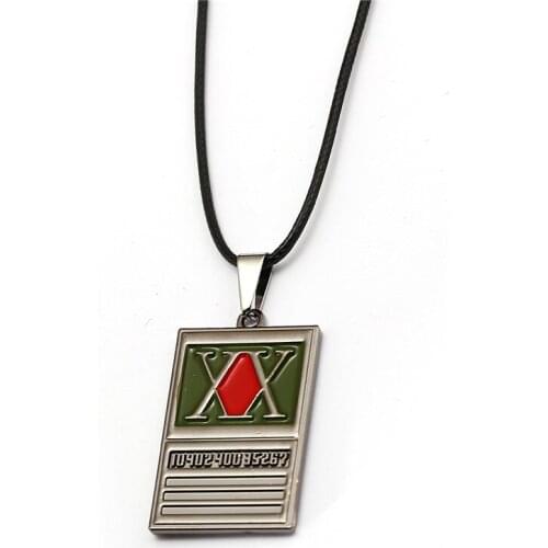 HUNTER x HUNTER Necklace Rich Men Square Metal Pendant Necklace Rope Chain Necklace Men Jewelry Gift Friendship Accessories