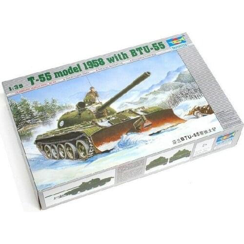 Trumpeter 00313 1/35 T-55 mod 1958 w/BTU-55 Tank plastic model kit