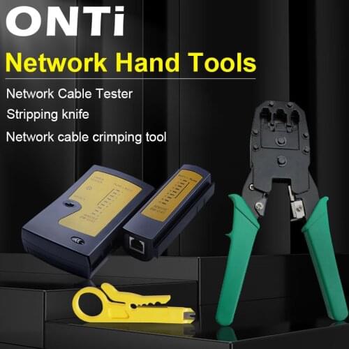ONTi Professional Network Cable Tester Lan rj45 rj11 with Wire Cable Crimper Crimp PC Network Hand Tools Herramientas