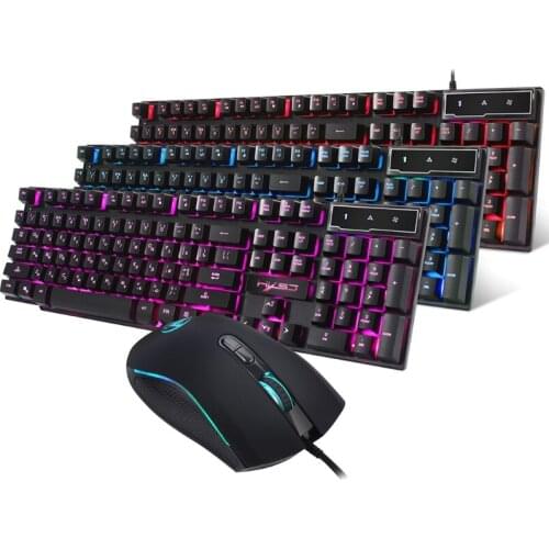 M5TE R8 Three Color Backlit USB Wired Gaming Keyboard and Mouse Set for Notebook Desktop Games Gamer Working Office Homen Use