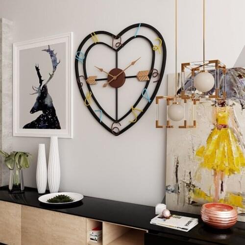 Boyida modern simple creative living room love wall clock fashion silent iron bedroom metal clock