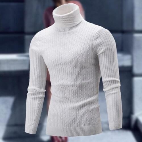 Sweater Solid Color Comfortable Acrylic Elastic Men Knitted Sweater for Daily Life