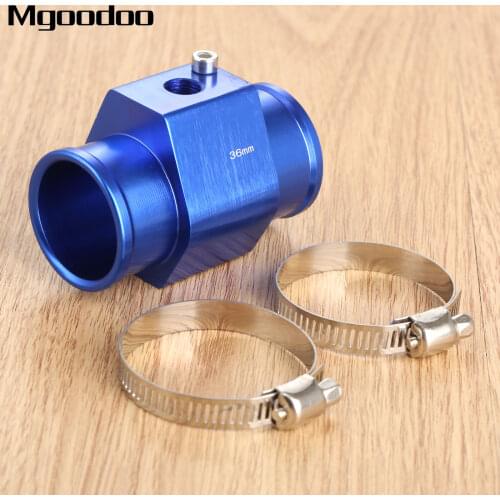 36mm Universal Auto Car Water Temp Joint Pipe Hose Temperature Sensor Adapter Blue Water Temp Gauge Meter Aluminium With Clamps