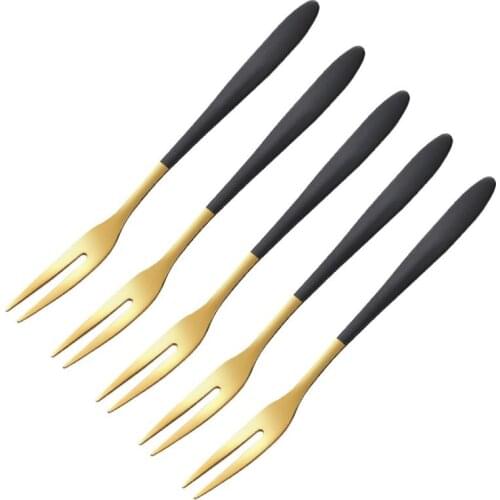 Fruit Forks Appetizer Dessert Forks Salad Forks Beautiful Colorful Stainless-Steel Forks For Cake Fork Restaurant 5Pcs