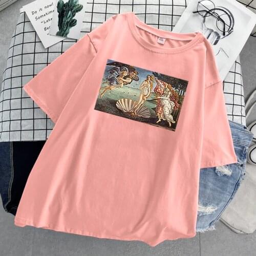 The Birth Of Venus Funny Printing Women T-Shirt Hip Hop Casual Tshirts 2021 Harajuku Trendy T Shirts Summer Black Tees For Women