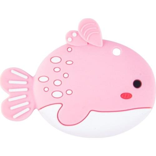 1pc Silicone Teether Cartoon Fish Bead Food Grade BPA Free For Baby Teething Chew Charms Silicone Teether Bead Toy Gift