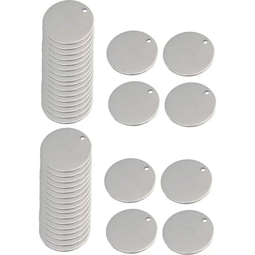 40 Pieces Stainless Steel Flat Round Circle Blank Coin Drop Stamping Charms Bail Pendants Jewelry Findings for DIY Craft 8mm