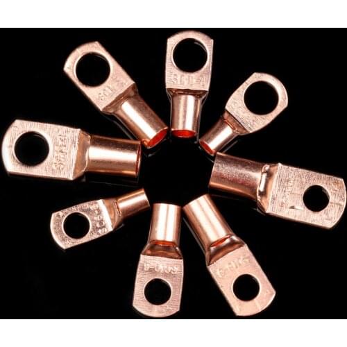 50Pcs SC6-6/8 SC10-6 Wire Ring Connectors Copper Tube Lug Bolt Hole Tinned Copper Cable lugs Battery Terminals