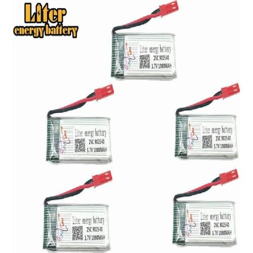 5pcs RC Drone Lipo Battery JST 902540 3.7V 1000mAh 25c Lipo 1S Battery For MJX x400 X300C X800 Quadcopter Parts