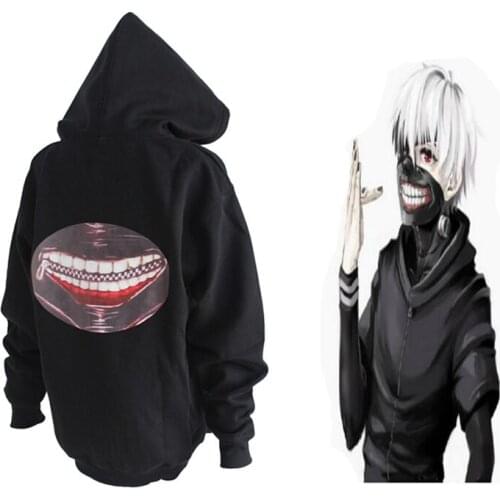 Anime Tokyo Ghoul Cosplay Costumes Kaneki Ken Black Hoodie Cosplay Costumes Halloween Party Unisex Cosplay Costumes