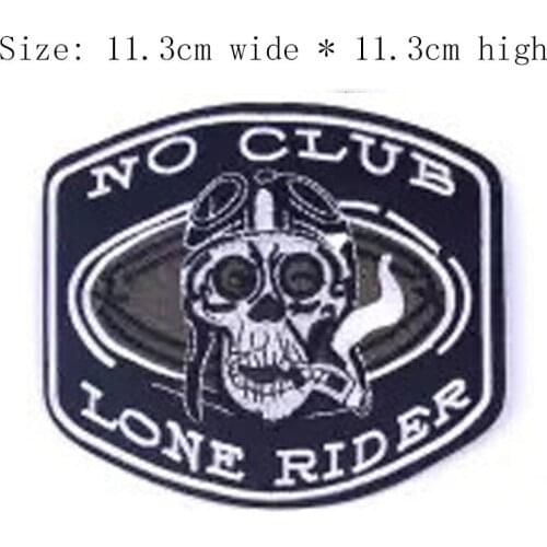 Free shipping 1pc No Club Lone Rider badge 11.5cm high iron on sew on for left chest/appliqué/for Jeans/skull/pirate/motorcycle