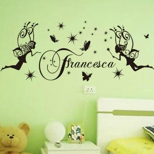 Free Shipping Vinyl Wall Sticker Francesca Fairy Girl And Butterfly Art Wal Mural Nursery Girls Bedroom Decor Wall StickerY-615