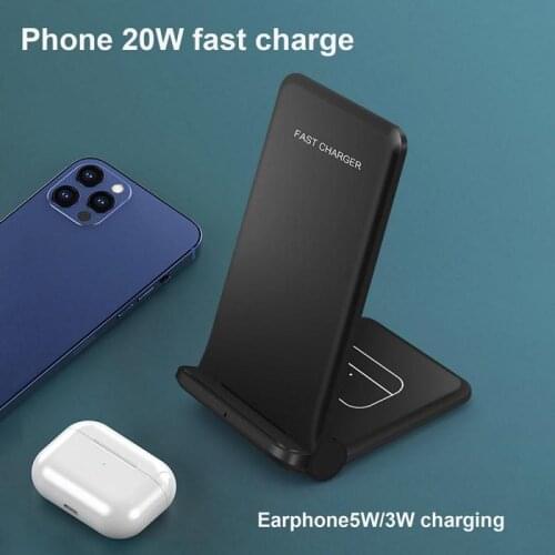 25W Fast QI Wireless Charger 2 In 1 Foldable Charging Stand For IPhone 12 11 XS XR X 8 Airpods 2 Pro Samsung S21 S20 Galaxy Buds