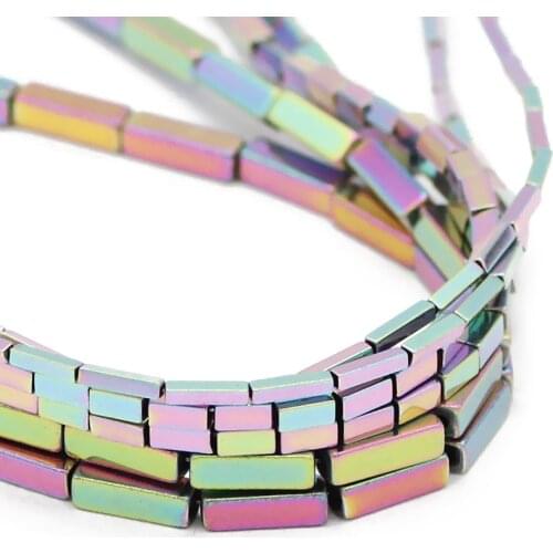 4/6/9MM LIght Purple Rectangle Cuboid Natural Hematite Stone Spacer Loose Bead For DIY Jewelry Making Bracelet Necklace Findings