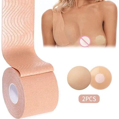 Women Bras Boob Tape Gathered Breast Lift Tape Instant Push Up Bra Plus Size Bralette Invisible Silicone Strapless Sticky Femme