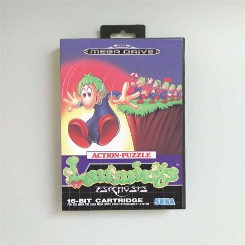 Lemmings - EUR Cover With Retail Box 16 Bit MD Game Card for Sega Megadrive Genesis Video Game Console