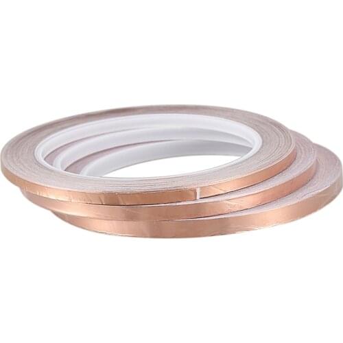 3Pcs 20 Meters Single Side Conductive Copper Foil Tape Strip Adhesive Emi Shielding Heat Resist Tape(4Mm/5Mm/6Mm)