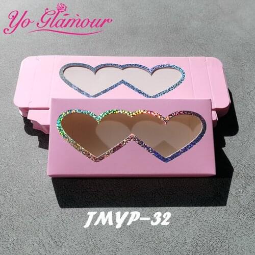 Pretty Heart Shape Lash Boxes Packaging Wholesale Bulk Colorful Lash Storage Package Box Cases for 25mm False Eyelashes