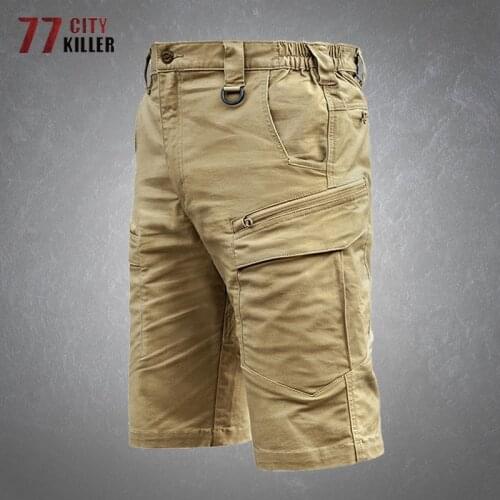 IX14 Summer Army Fan Shorts Mens Outdoor Military Training Wear-resistant Tactical Pants Male Casual Multi-pocket Cargo Shorts