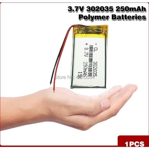 Polymer lithium li ion 3.7V 250mah 302035 032035 Rechargeable Battery For LED light Tachograph Car DVR Bluetooth Earphone MP3