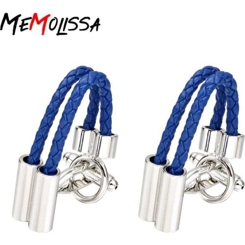 MeMolissa Fashion brand Luxury mens shirts Cufflinks Cuff laser metal Cufflinks double blue rope Cufflinks wholesale and retail