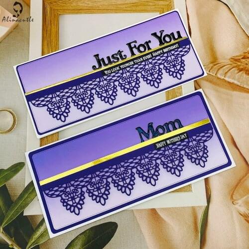 3pc Flower Lace Slimline Border Metal Cutting Dies Cut Scrapbooking Paper Craft Album Handmade Card Punch Art Cutter Template