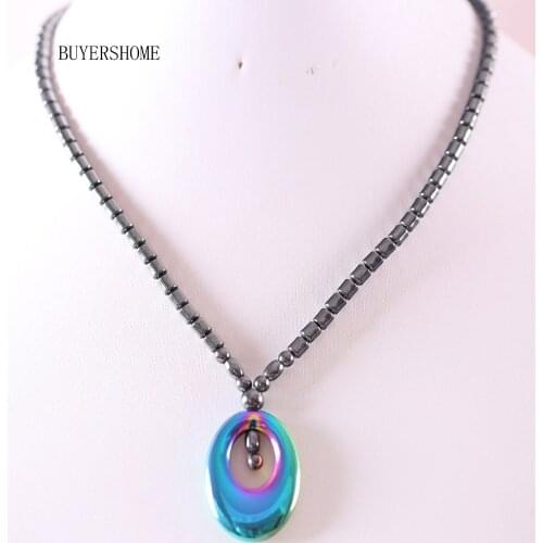 Fashion Jewelry Multi-color Non magnetic Hematite Necklace 19" 1Pcs E016