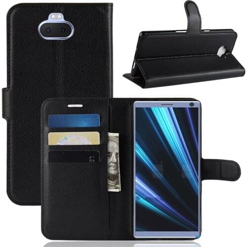 Fashion Wallet PU Leather Case Cover For Sony Xperia 10/Xperia XA3 Flip Protective Phone Back Shell With Card Holders