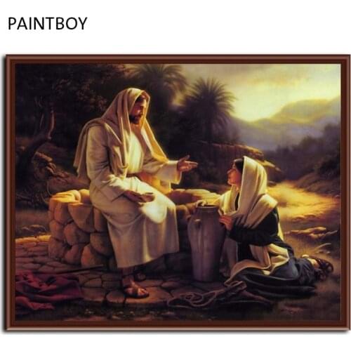 New Wall Art Framed Pictures Painting By Numbers DIY Oil Painting On Canvas Church Decor Of Figure Painting Of Jesus G025