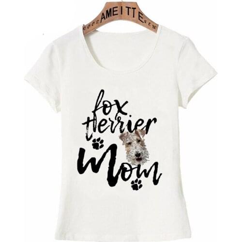 New Summer Fashion Women Short Sleeve Lovely Dog Breed Fox Terrier Mom Print T-Shirt Female Casual Tops Cute Girl Tee shirt